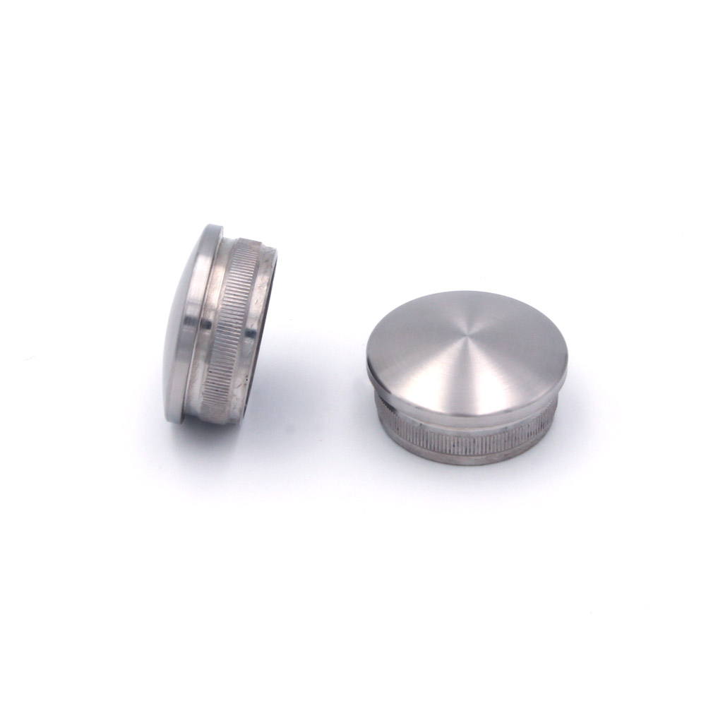 Tappo terminale bombato per corrimano in acciaio inossidabile Ø 42,4 mm, due pezzi con lieve bombatura e zigrinatura