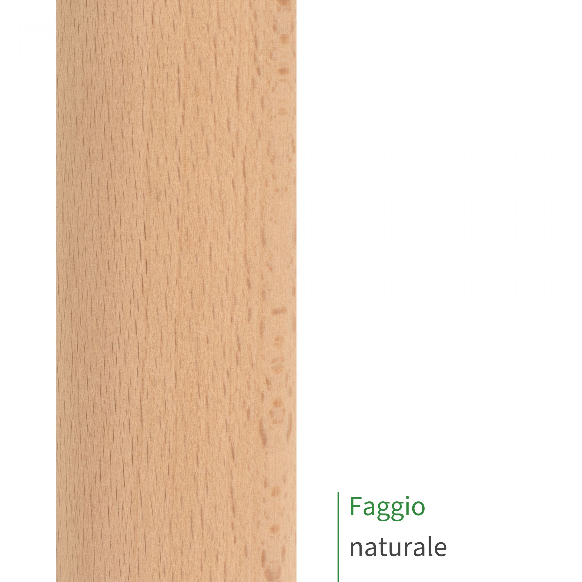 Corrimano in faggio naturale, primo piano della superficie del legno con venatura fine e tonalità chiara