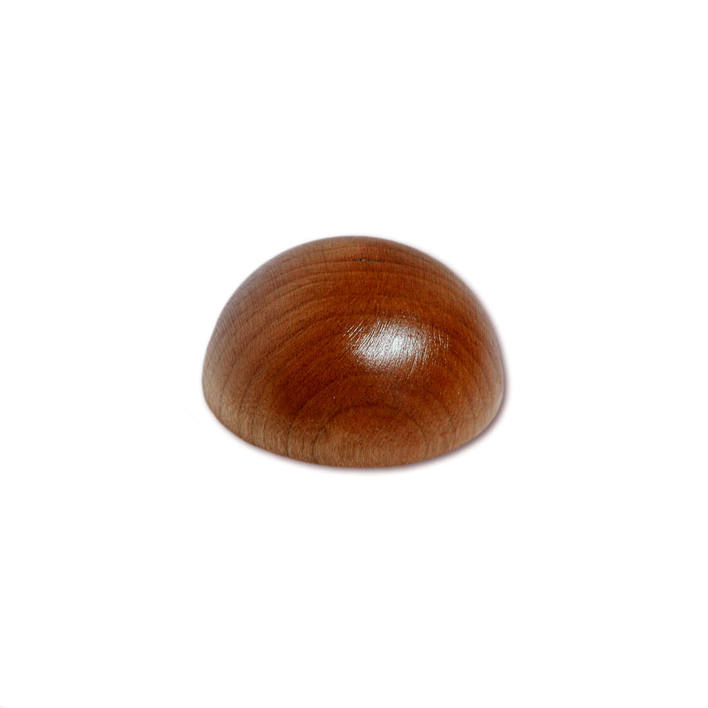Tappo terminale in iroko per corrimano in legno, semisfera in legno bruno rossastro con superficie lucida, Ø 40 - 50 mm