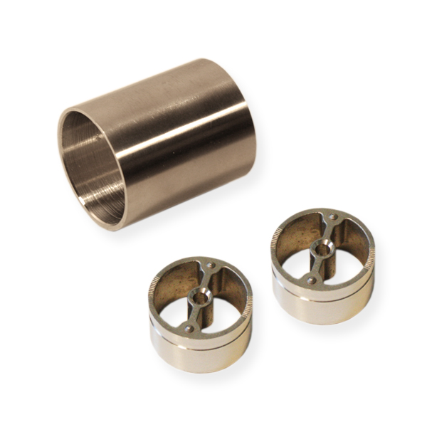 Raccordo diritto per corrimano in legno Ø 42 mm, manicotto metallico con due anelli adattatori da avvitare, pezzi singoli