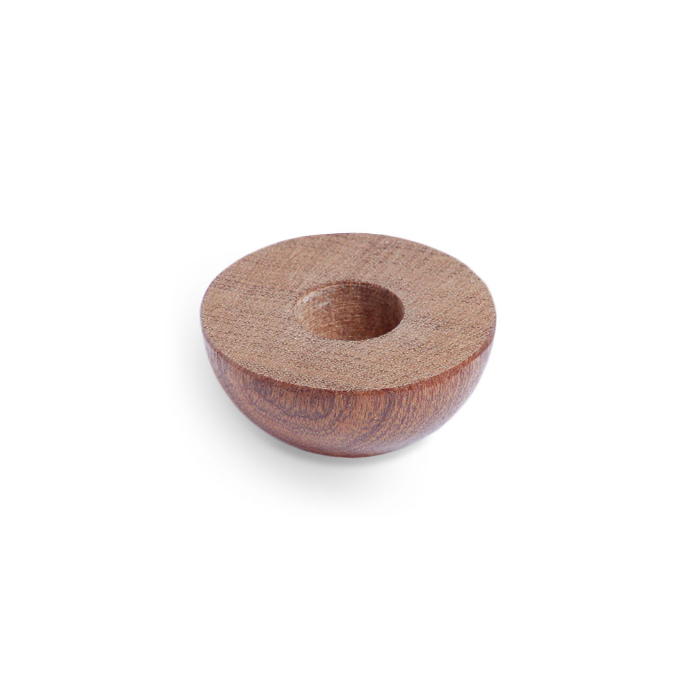 Tappo terminale in mogano per corrimano in legno, semisferico da sotto con foro per tassello, legno rosso-bruno, Ø 40 - 50 mm
