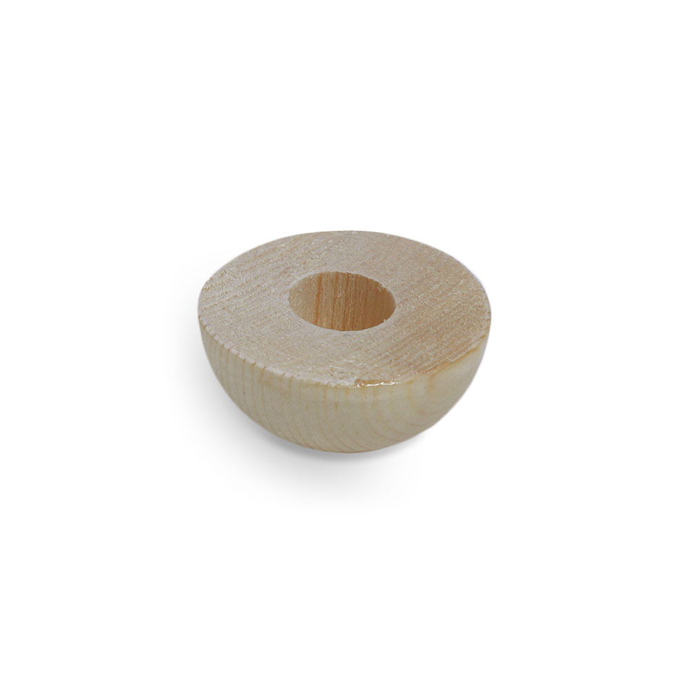 Tappo terminale in abete rosso/abete bianco semisferico naturale per corrimano in legno Ø 40 - 50 mm, chiaro con foro