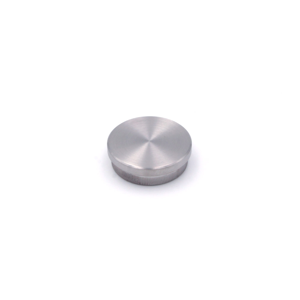 Tappo terminale piatto in acciaio inossidabile per corrimano 42,4 mm, disco tondo spazzolato con bordo zigrinato a innesto