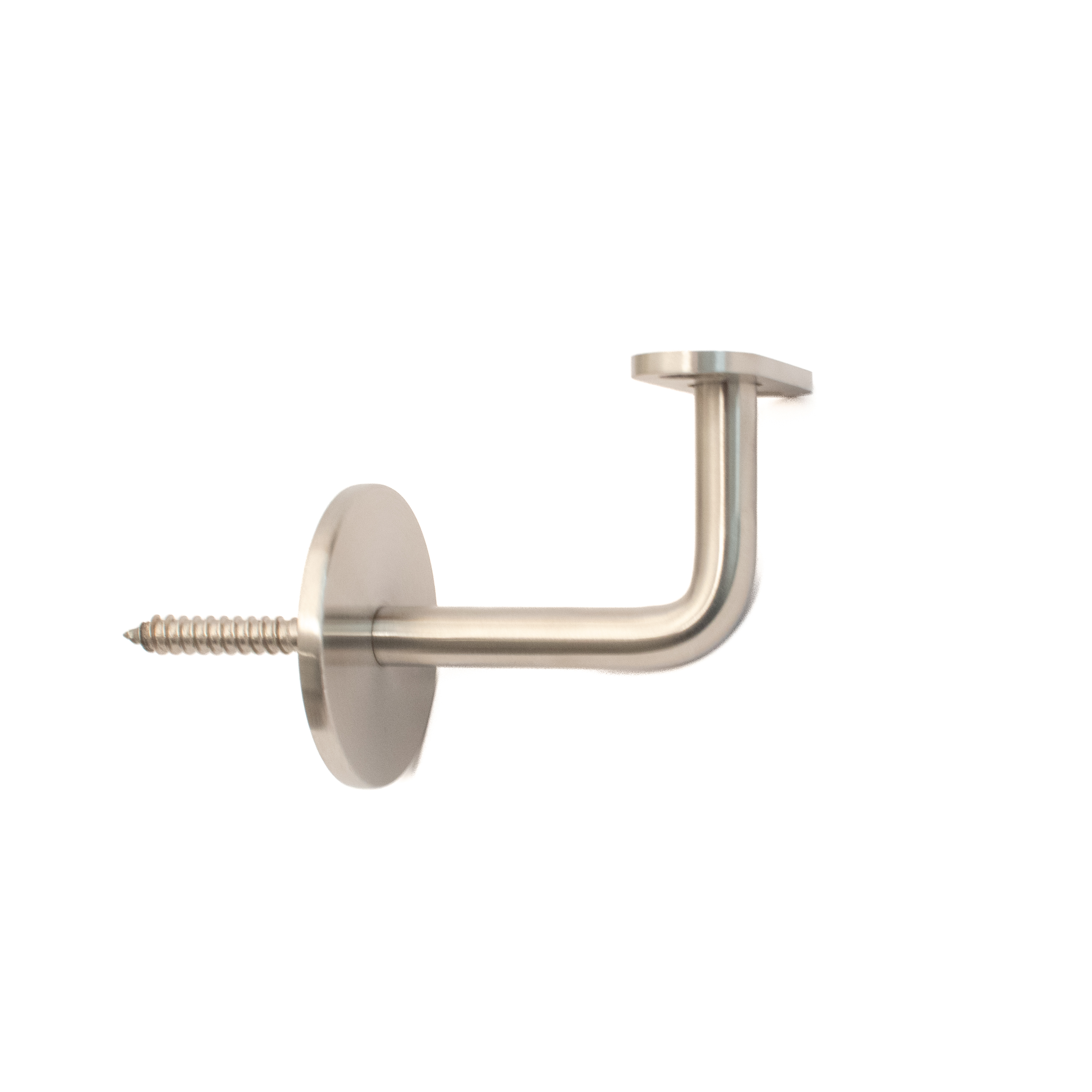 Supporto per corrimano modello 02 inox, vite doppio filetto e piastra diritta, a parete per corrimano in legno o inox