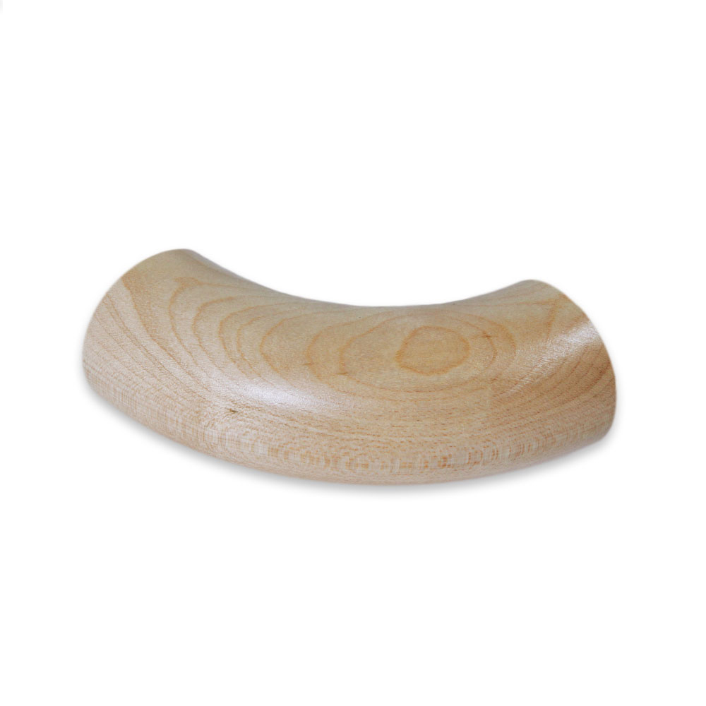Curva per corrimano rotondo in frassino a 90 gradi per corrimano in legno, legno chiaro a venatura fine, su sfondo bianco