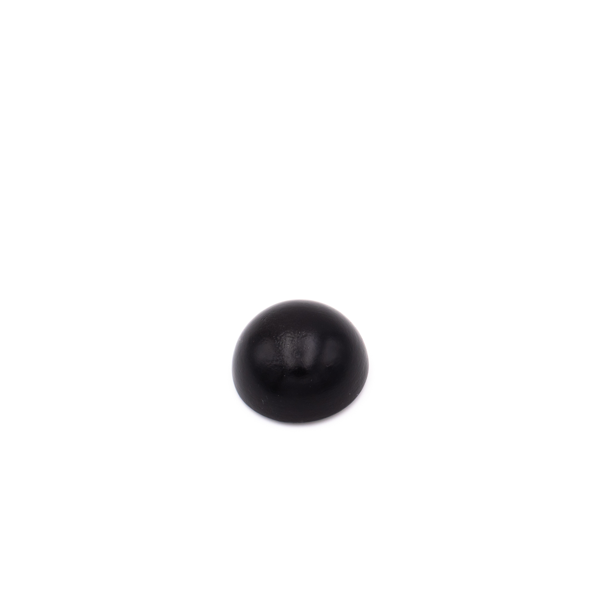 Tappo terminale in faggio nero per corrimano in legno, semisfera in legno verniciata nera, Ø 40 - 50 mm, su sfondo bianco