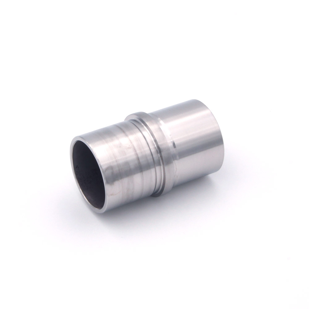 Raccordo diritto per corrimano in acciaio inossidabile da 42,4 mm, tubo corto con boccola a innesto, premontato su un lato