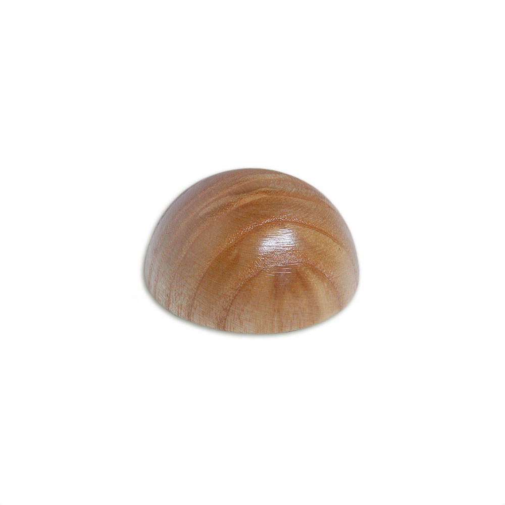 Tappo terminale in frassino per corrimano in legno, semisfera chiara con venatura visibile, Ø 40 - 50 mm, su sfondo bianco