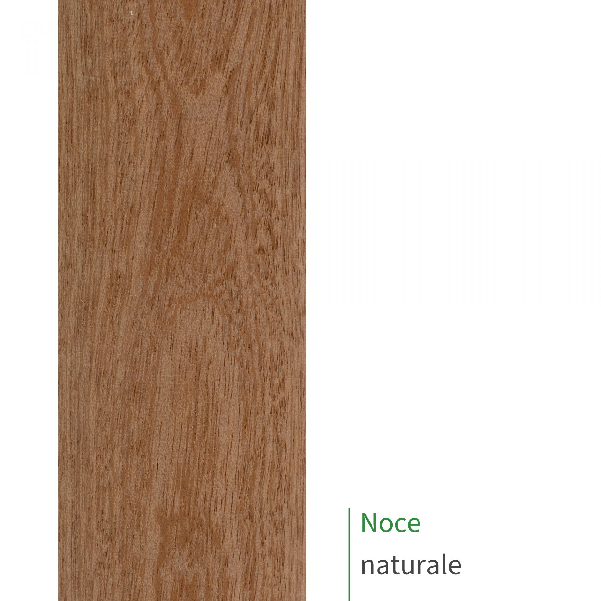 Corrimano in noce naturale, primo piano della superficie del legno con venatura scura e tonalità bruno chiara