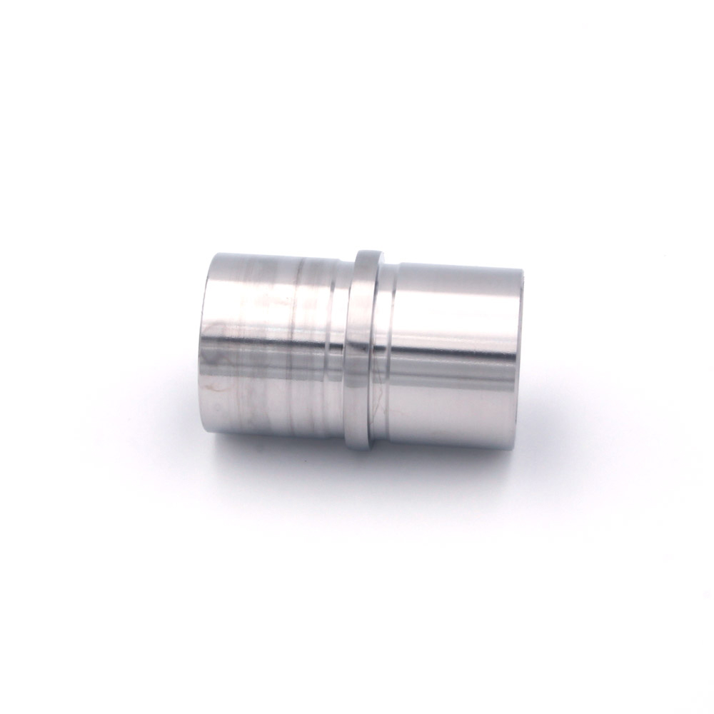 Raccordo diritto in acciaio inox per corrimano in acciaio inossidabile da 42,4 mm, pezzo cilindrico con anello centrale