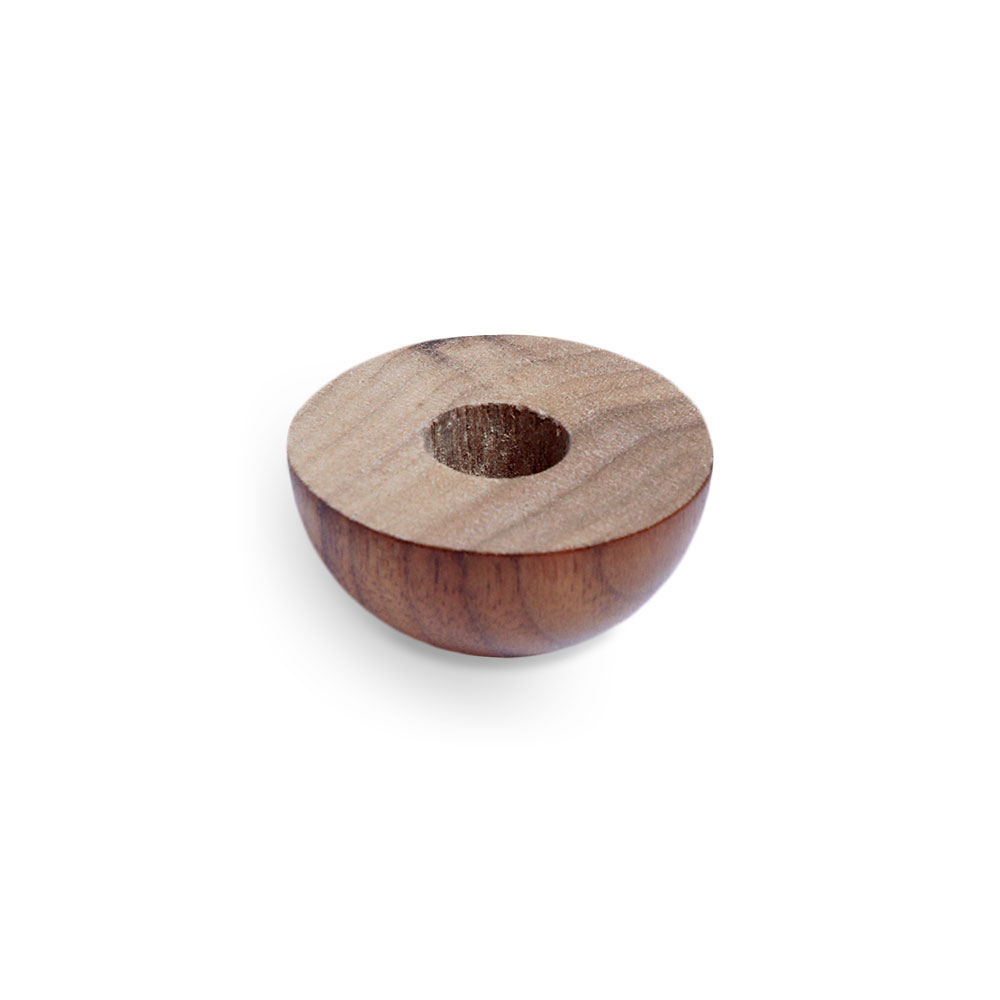 Tappo terminale in noce per corrimano in legno, semisferico da sotto con foro per tassello, legno marrone scuro, Ø 40 - 50 mm