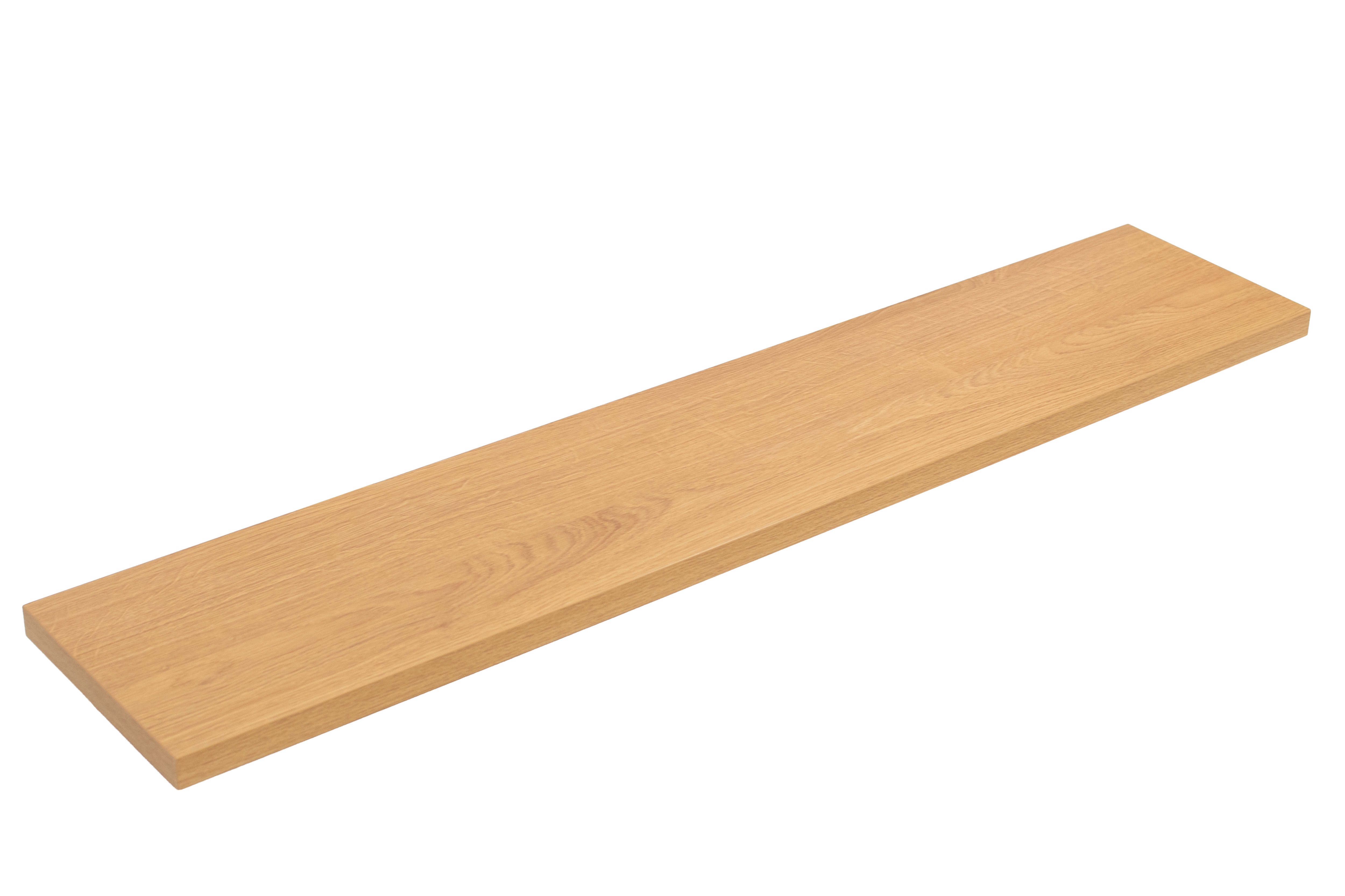 Davanzale in nobilitato effetto legno rovere, scontornato in vista obliqua su sfondo bianco