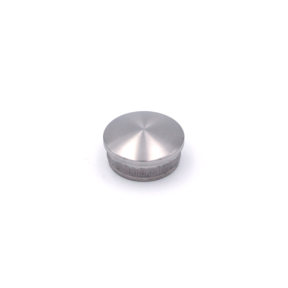 Tappo terminale bombato per corrimano in acciaio inossidabile 42,4 mm, disco con bordo a innesto zigrinato, spazzolato
